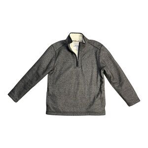 Orvis Sherpa Lined Quarter Zip Sweater Mens M Black  Gray EUC